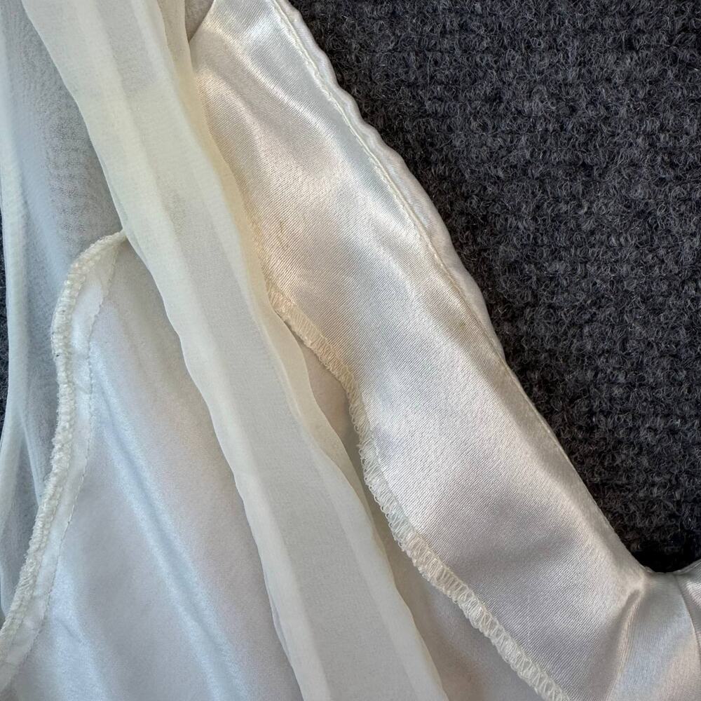 Vintage Victoria’s Secret White Slip Dress Bow Ruffle Sheer Medium - Picture 12 of 16